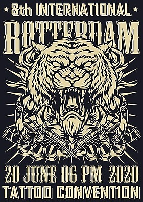 EPS 해외이미지 디자인 포스터 일러스트 흑백 사람없음 빈티지 호랑이 문신 위협 해외일러스트 컨셉 포유류 촬영기법 파일형식 벡터 이미지허브