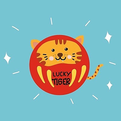 EPS 해외이미지 전통 디자인 아시아 문화 인형 일러스트 사람없음 장식 축하 호랑이띠 호랑이 오뚜기 해외일러스트 나라 컨셉 포유류 십이지신 파일형식 벡터 이미지허브