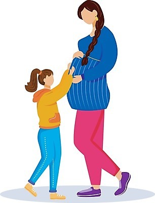 EPS 해외이미지 전신 라이프스타일 여자 딸 어린이 일러스트 가족 모녀 엄마 함께함 성인 두명 마주보기 임산부 임신 태교 감싸기 얼굴없음 여자만 쓰다듬기 해외일러스트 컨셉 관계 모션 사람 생활 파일형식 벡터 이미지허브