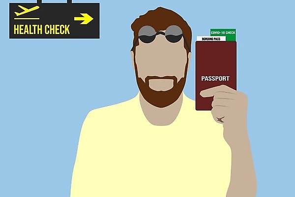 EPS 해외이미지 디자인 여행 컨셉 일러스트 휴가 건강 안전 초록색 여행객 고통 티켓 플랫 바이러스 질병 공항 위험 출발 문서 보안 여권 신분 감염 통과 신분증 전염병 제어 증명서 해외일러스트 감정 컬러 의학 교통시설 사람 파일형식 벡터 이미지허브