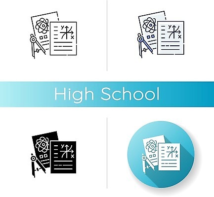 EPS 해외이미지 일러스트 고등학교 사람없음 세트 원형 시험지 컴파스 해외일러스트 도형 학교 문구용품 파일형식 벡터 이미지허브