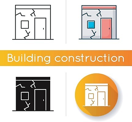 EPS 해외이미지 일러스트 주택 사람없음 건물 세트 손상 원형 균열 해외일러스트 도형 건축물 컨셉 모션 파일형식 벡터 이미지허브