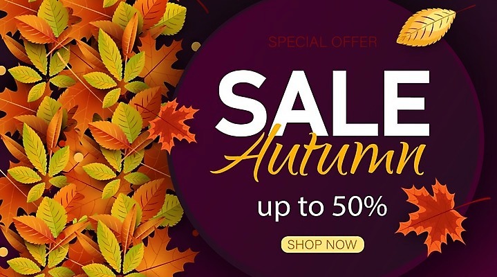 EPS 해외이미지 디자인 단풍 낙엽 일러스트 타이포그라피 사람없음 쇼핑 갈색 세일 보라색 원형 원형프레임 반값 해외일러스트 도형 문자 컬러 잎 프레임 파일형식 벡터 이미지허브