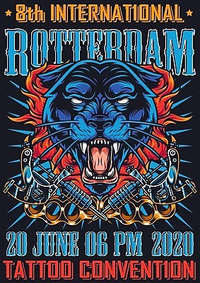 EPS 해외이미지 디자인 포스터 일러스트 검은배경 사람없음 파란색 빈티지 문신 흑표범 해외일러스트 컬러 백그라운드 컨셉 검은색 표범 파일형식 벡터 이미지허브