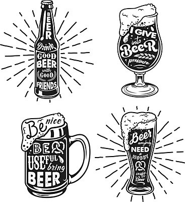 EPS 해외이미지 스티커 일러스트 맥주 병맥주 사람없음 세트 라벨 검은색 심볼 맥주잔 맥주병 맥주거품 썬버스트 해외일러스트 디자인 컬러 술잔 술병 프레임 주류 거품 파일형식 벡터 이미지허브