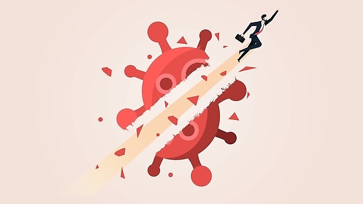 EPS 해외이미지 남자 컨셉 일러스트 비즈니스 사람 경제 비즈니스맨 바이러스 장애물 어려움 위기 생존 해외일러스트 직장인 파일형식 벡터 이미지허브