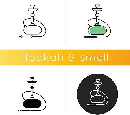 EPS 해외이미지 일러스트 사람없음 세트 원형 물담배 해외일러스트 도형 담배 파일형식 벡터 이미지허브