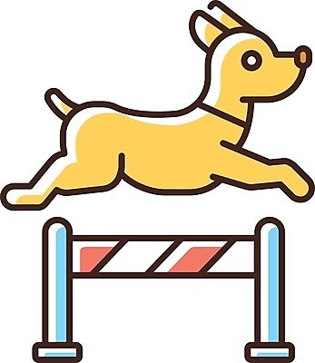 EPS 해외이미지 일러스트 사람없음 달리기 점프 강아지 허들 펫케어 해외일러스트 모션 관리 반려동물 개 장애물 파일형식 벡터 이미지허브