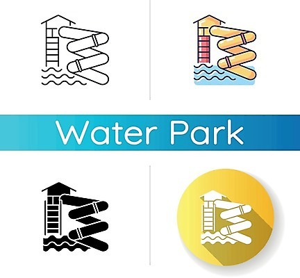 EPS 해외이미지 일러스트 사람없음 세트 원형 워터슬라이드 워터파크 해외일러스트 도형 수영장 파일형식 벡터 이미지허브