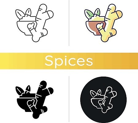 EPS 해외이미지 그릇 잎 일러스트 사람없음 세트 원형 향신료 생강 해외일러스트 도형 식물 식기 채소 향미료 파일형식 벡터 이미지허브