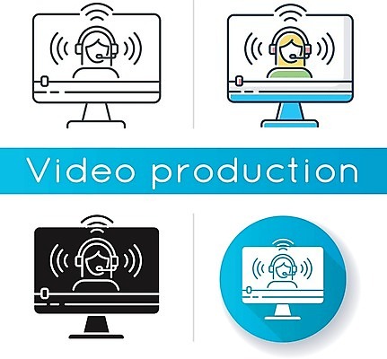 EPS 해외이미지 일러스트 사람모양 사람없음 세트 모니터 헤드셋 원형 제조 비디오 동영상창 해외일러스트 모양 도형 음향기기 컴퓨터 헤드폰 동영상 파일형식 벡터 이미지허브