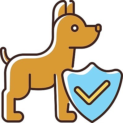 EPS 해외이미지 일러스트 사람없음 강아지 체크표시 확인 방패 펫케어 해외일러스트 관리 반려동물 개 파일형식 벡터 이미지허브