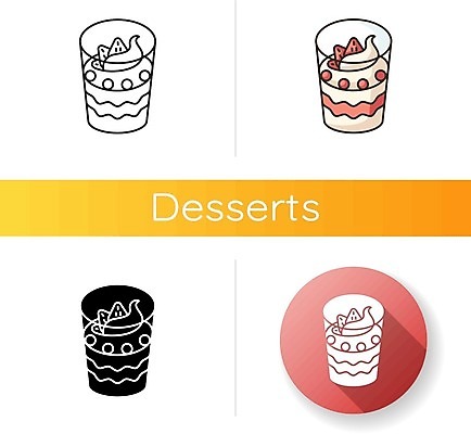 EPS 해외이미지 일러스트 딸기 디저트 잔 사람없음 세트 원형 해외일러스트 도형 식기 음식 과일 파일형식 벡터 이미지허브