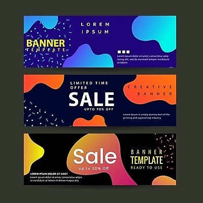 EPS 해외이미지 디자인 배너 가로배너 일러스트 추상 타이포그라피 사람없음 쇼핑 세트 세일 검은색 남색 해외일러스트 문자 컬러 무늬 가로 파일형식 벡터 이미지허브