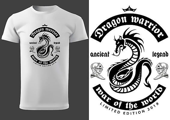 EPS 해외이미지 배너 옷 셔츠 티셔츠 일러스트 텍스트 상상 흑백 유행 흰색 용 직물 중세 인쇄 신화 공상 고립 레터링 스타일 해외일러스트 컬러 상의 촬영기법 역사 파일형식 벡터 이미지허브