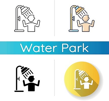 EPS 해외이미지 일러스트 사람없음 세트 원형 샤워기 워터파크 해외일러스트 도형 수영장 파일형식 벡터 이미지허브