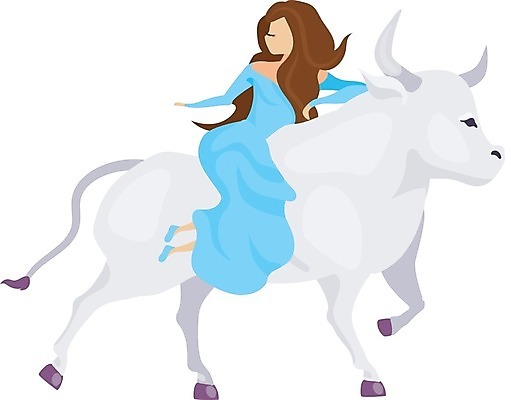 EPS 해외이미지 전신 한마리 여자 일러스트 한명 성인 승차 버팔로 그리스로마신화 공주님 성인여자한명만 해외일러스트 1 모션 사람 소 신화 여자한명만 성인여자만 파일형식 벡터 이미지허브