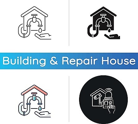 EPS 해외이미지 일러스트 주택 사람없음 물 세트 원형 수도꼭지 손모양 감시카메라 경보 해외일러스트 자연요소 모양 도형 건물 카메라 파일형식 벡터 손_신체부위 이미지허브