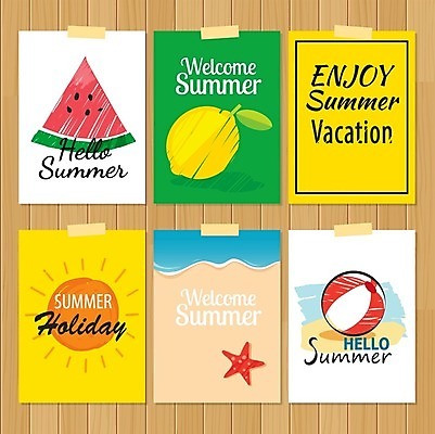 EPS 해외이미지 영어 포스터 바다 일러스트 수박 사람없음 세트 태양 비치볼 레몬 파인애플 테이프 해외일러스트 자연요소 문자 과일 공 문구용품 바캉스용품 열대과일 파일형식 벡터 이미지허브