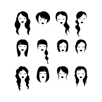 EPS 해외이미지 헤어스타일 여자 실루엣 얼굴 일러스트 사람 세트 머리 상점 검은색 미용실 미용사 이발 심볼 입술 사인 이발사 스타일 해외일러스트 직업 컬러 촬영기법 신체부위 뷰티샵 파일형식 벡터 이미지허브
