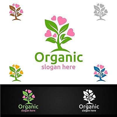 EPS 해외이미지 디자인 잎 사람없음 하트 심볼 에코 유기농 바이오 브랜딩 해외일러스트 모양 식물 웰빙 환경 파일형식 벡터 이미지허브