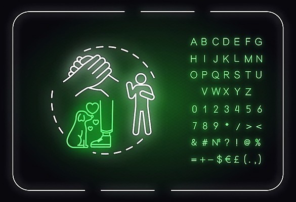 EPS 해외이미지 손 반려견 일러스트 사람모양 사람없음 우정 네온 해외일러스트 모양 신체부위 친구 반려동물 개 파일형식 벡터 이미지허브