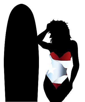 EPS 해외이미지 여자 수영복 실루엣 포즈 일러스트 한명 서기 상반신 성인 검은색 서핑보드 서핑 국기 푸에르토리코 성인여자한명만 해외일러스트 1 옷 컬러 모션 촬영기법 사람 수상스포츠 보드_스포츠 서인도제도 여자한명만 성인여자만 파일형식 벡터 이미지허브