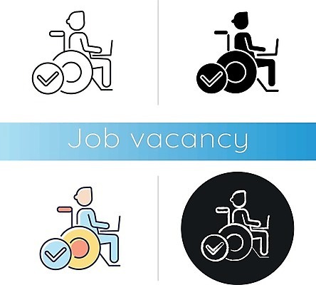 EPS 해외이미지 일러스트 비즈니스 사람모양 사람없음 노트북 세트 원형 장애인 체크표시 휠체어 해외일러스트 모양 도형 전자제품 확인 장애 파일형식 벡터 이미지허브