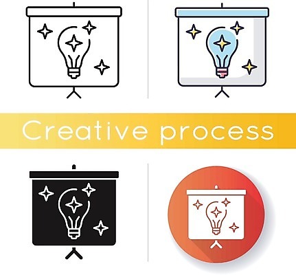 EPS 해외이미지 일러스트 전구 아이디어 사람없음 반짝임 세트 원형 차트보드 창의력 해외일러스트 도형 컨셉 모션 파일형식 벡터 이미지허브