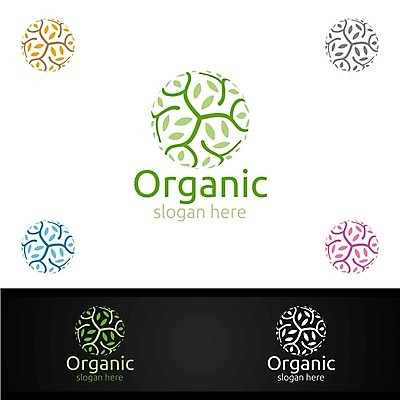 EPS 해외이미지 디자인 잎 사람없음 원형 심볼 에코 유기농 바이오 브랜딩 해외일러스트 도형 식물 웰빙 환경 파일형식 벡터 이미지허브