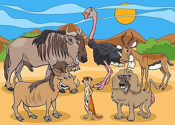 EPS 해외이미지 동물 캐릭터 디자인 행복 야생동물 어린이 백그라운드 일러스트 아프리카 자연 벽지 동물원 종류 그래픽 장식 세트 유치원 그룹 만화 수집 사파리 그림 영양 마스코트 미어캣 해외일러스트 일러캐릭터 교육 감정 나라 사람 생태계 파일형식 벡터 이미지허브