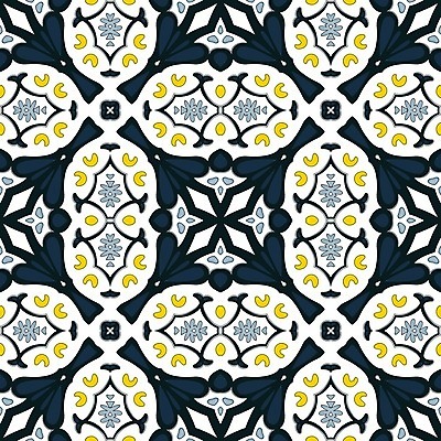 EPS 해외이미지 전통 디자인 패턴 일러스트 벽지 추상 장식 파란색 노란색 흰색 포르투갈 타일 묘사 정사각형 스페인어 엘리먼트 해외일러스트 도형 유럽 컬러 무늬 파일형식 벡터 이미지허브