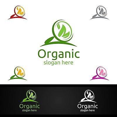 EPS 해외이미지 디자인 잎 돋보기 사람없음 심볼 에코 유기농 바이오 브랜딩 해외일러스트 식물 웰빙 환경 파일형식 벡터 이미지허브