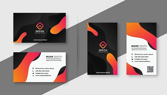 EPS 해외이미지 템플릿 비즈니스 명함 명함템플릿 사람없음 세트 검은색 주황색 QR코드 브랜딩 컬러 파일형식 벡터 이미지허브