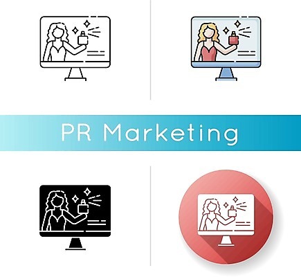 EPS 해외이미지 여자 일러스트 들기 상반신 성인 사람없음 세트 모니터 원형 알림 향수 홍보물 마케팅 얼굴없음 성인여자만 해외일러스트 도형 모션 사람 컴퓨터 화장품 여자만 성인만 파일형식 벡터 이미지허브