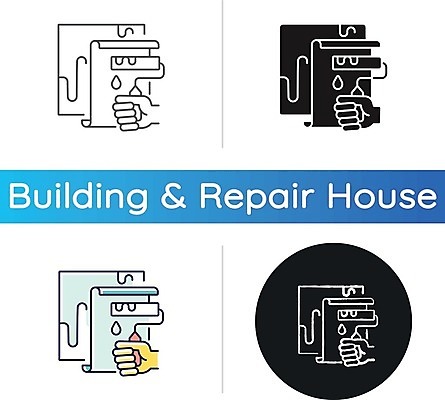 EPS 해외이미지 일러스트 페인팅 사람없음 세트 원형 손모양 페인트롤러 도배 해외일러스트 모양 도형 파일형식 벡터 손_신체부위 이미지허브