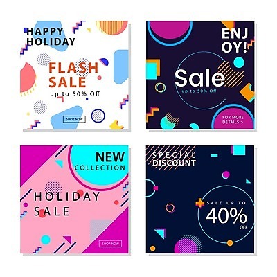 EPS 해외이미지 분홍색 일러스트 추상 타이포그라피 사람없음 쇼핑 세트 세일 흰색 남색 멤피스디자인 해외일러스트 문자 디자인 컬러 무늬 파일형식 벡터 이미지허브