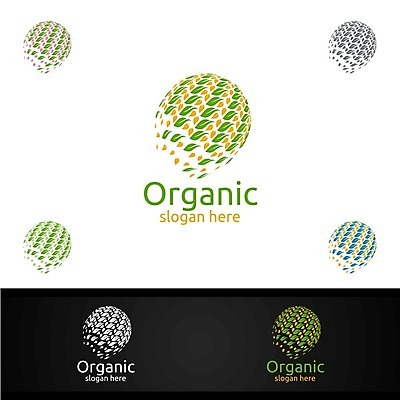 EPS 해외이미지 디자인 잎 사람없음 원형 심볼 에코 유기농 바이오 브랜딩 해외일러스트 도형 식물 웰빙 환경 파일형식 벡터 이미지허브