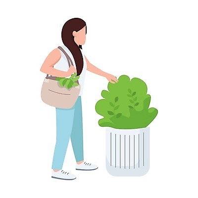 EPS 해외이미지 전신 식물 여자 화분 잎 가방 일러스트 한명 서기 들기 성인 만지기 손뻗기 성인여자한명만 반려식물 해외일러스트 1 잡화 모션 사람 여자한명만 성인여자만 파일형식 벡터 이미지허브