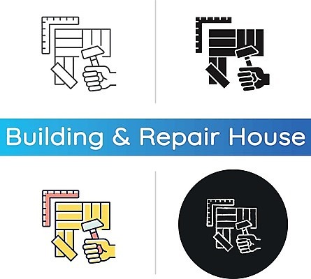 EPS 해외이미지 일러스트 자 사람없음 세트 원형 망치 손모양 타일바닥 해외일러스트 모양 도형 문구용품 바닥 공구 파일형식 벡터 손_신체부위 이미지허브
