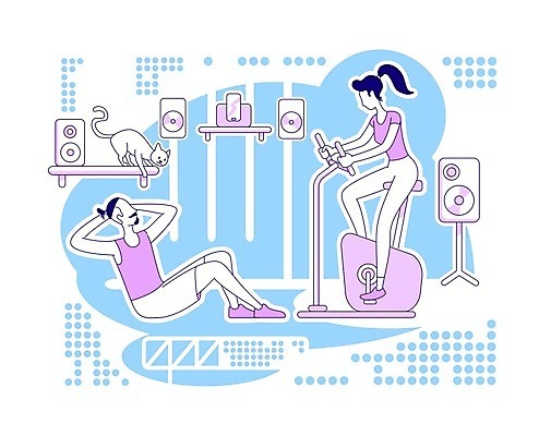 EPS 해외이미지 전신 라이프스타일 커플 여자 남자 여유 하늘색 거실 일러스트 가족 휴식 함께함 실내 성인 두명 일상 운동 헬스사이클 보라색 고양이 스피커 주말 윗몸일으키기 복근운동 성인만 홈트레이닝 반려묘 해외일러스트 감정 컬러 음향기기 컨셉 포유류 관계 건강 사람 내부 라이프 생활 파란색 반려동물 운동기구 파일형식 벡터 이미지허브