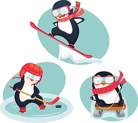 EPS 해외이미지 동물캐릭터 겨울 일러스트 팔벌리기 고글 사람없음 점프 목도리 잡기 끈 스노우보드 승차 헬멧 펭귄 아이스하키 하키채 펭귄캐릭터 얼음썰매 퍽 해외일러스트 일러캐릭터 동물 캐릭터 잡화 계절 모션 조류 겨울스포츠 보드_스포츠 보호장비 썰매 하키 하키용품 파일형식 벡터 이미지허브