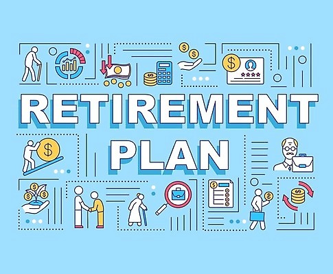 EPS 해외이미지 디자인 배너 영어 점선 선 하늘색 서류가방 라인일러스트 일러스트 지팡이 돋보기 사람모양 들기 타이포그라피 사람없음 단어 노후 동전 은퇴 노후대책 노후자금 해외일러스트 모양 문자 돈 가방 모션 파란색 파일형식 벡터 이미지허브