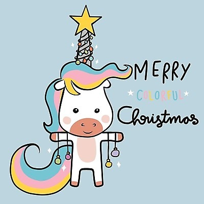 EPS 해외이미지 캐릭터 디자인 포스터 별 무지개 크리스마스장식 크리스마스 일러스트 뿔 매달리기 사람없음 유니콘 오너먼트 해외일러스트 일러캐릭터 자연요소 기념일 모션 파일형식 벡터 이미지허브