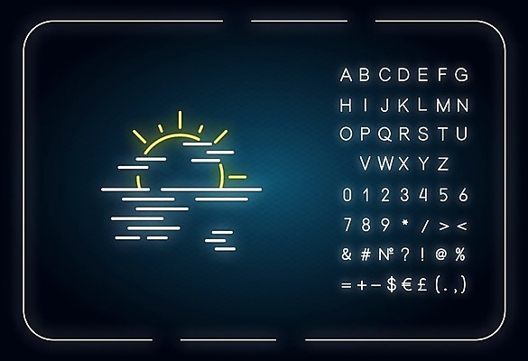 EPS 해외이미지 일러스트 해변 사람없음 태양 일출 일몰 네온 해외일러스트 자연요소 바다 노을 파일형식 벡터 이미지허브