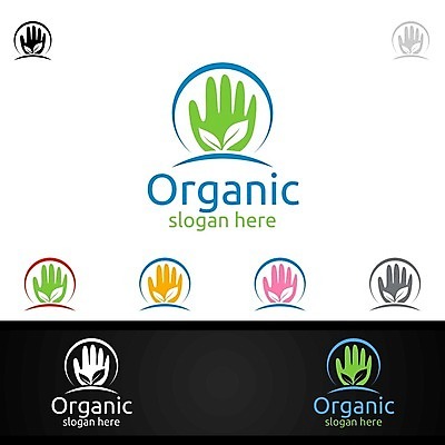 EPS 해외이미지 디자인 잎 사람없음 원형 심볼 에코 유기농 손모양 바이오 브랜딩 해외일러스트 모양 도형 식물 웰빙 환경 파일형식 벡터 손_신체부위 이미지허브