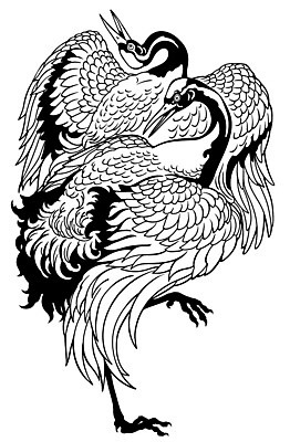 EPS 해외이미지 동물 커플 아시아 문화 일러스트 조류 흑백 미술 장식 일본 중국 우아함 문신 심볼 기중기 해외일러스트 나라 컨셉 관계 문화예술 촬영기법 중장비 파일형식 벡터 이미지허브