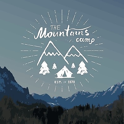 EPS 해외이미지 여행 백그라운드 일러스트 산 텐트 사람없음 야외 태양 등산 하이킹 그림 산등성이 배지 산봉우리 산맥 해외일러스트 자연요소 레저 캠핑도구 트래킹 봉우리 파일형식 벡터 이미지허브
