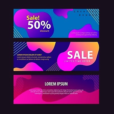 EPS 해외이미지 디자인 가로배너 일러스트 추상 타이포그라피 사람없음 파란색 쇼핑 세트 세일 보라색 해외일러스트 문자 배너 컬러 무늬 가로 파일형식 벡터 이미지허브