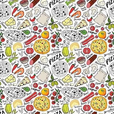 EPS 해외이미지 디자인 패턴 토마토 일러스트 재료 새우 피자 사람없음 버섯 패턴백그라운드 소시지 올리브오일 올리브 밀가루 베이컨 바질 토마토소스 모짜렐라치즈 앤초비 오레가노 칠리고추 해외일러스트 열매 백그라운드 무늬 채소 고추 치즈 패스트푸드 서양음식 돼지고기 갑각류 소스_음식 가공식품 기름_음식 가루 파일형식 벡터 이미지허브